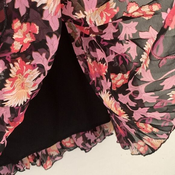 Jessi J Chiffon Pleated Floral Print Elastic Waist Women's Skirt Size 1X - Picture 6 of 8